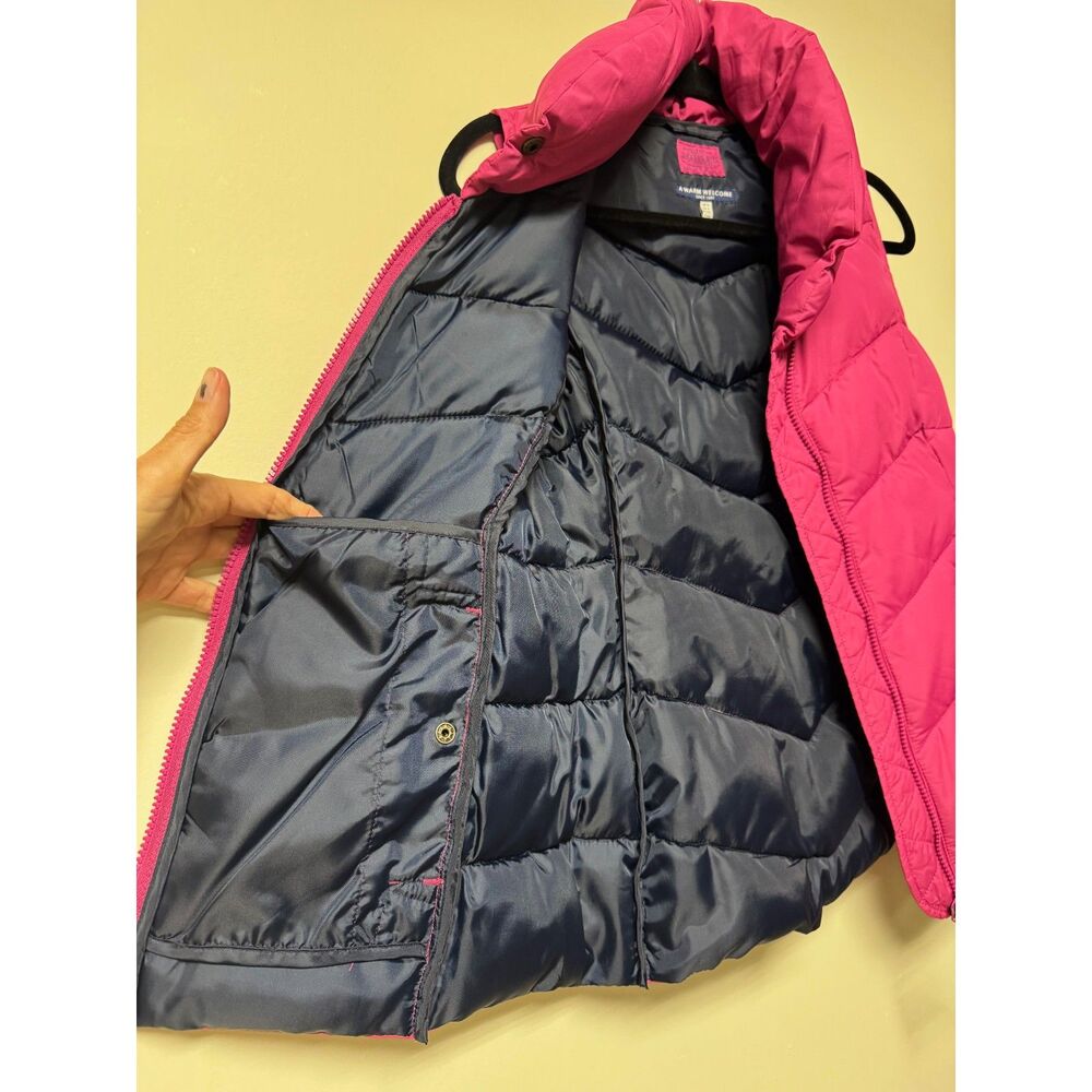 Joules Fuchsia High Neck Shawl Collar Puffer Vest, Pockets, Sz 4 View 4